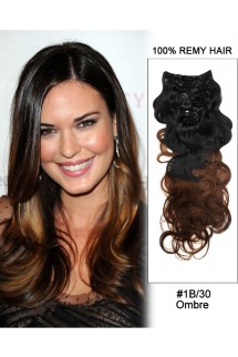 16”  7pcs #1B/30 Black Auburn Ombre Body Wave Remy Hair Clip In Hair Extensions 16”  7pcs #1B/30 Black Auburn Ombre Body Wave Remy Hair Clip In Hair Extensions
